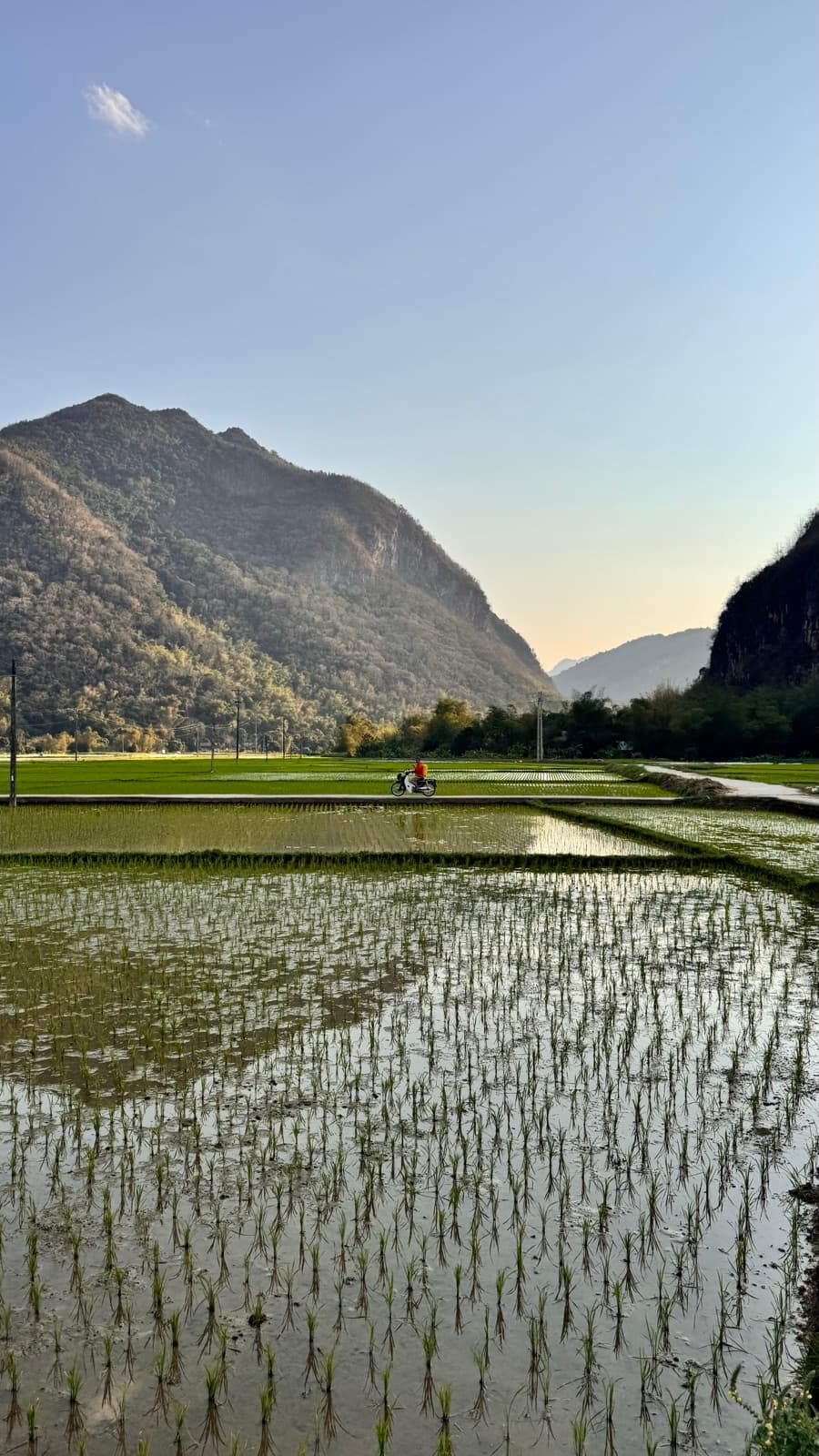 Flooded rice terraces mirroring the sky in Mai Châu