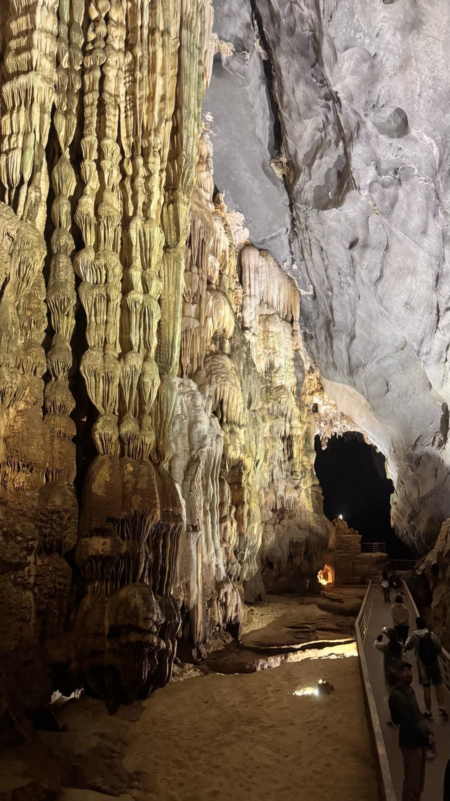 Stalactites inside a vast cave in Phong Nha