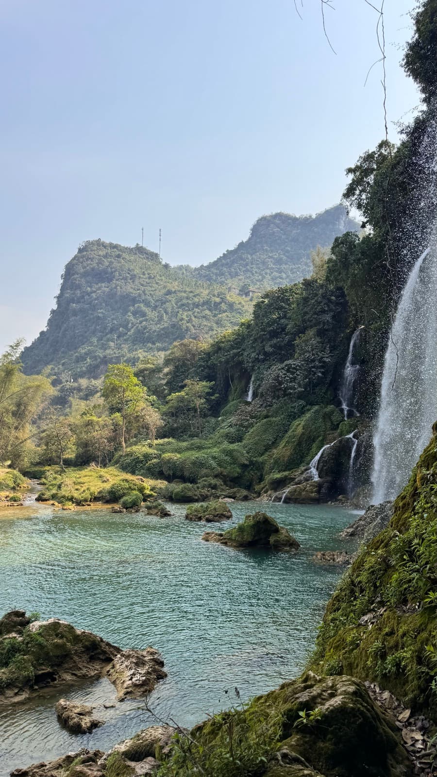 Bản Giốc Waterfall tumbling into turquoise pools