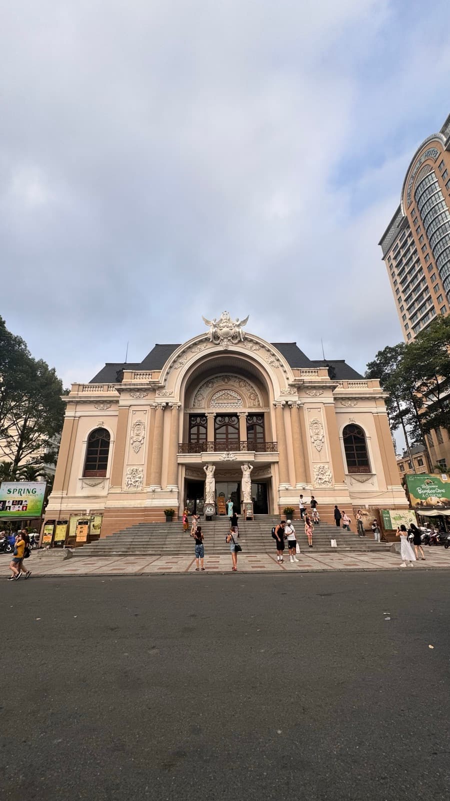 The colonial-era Saigon Opera House at dusk