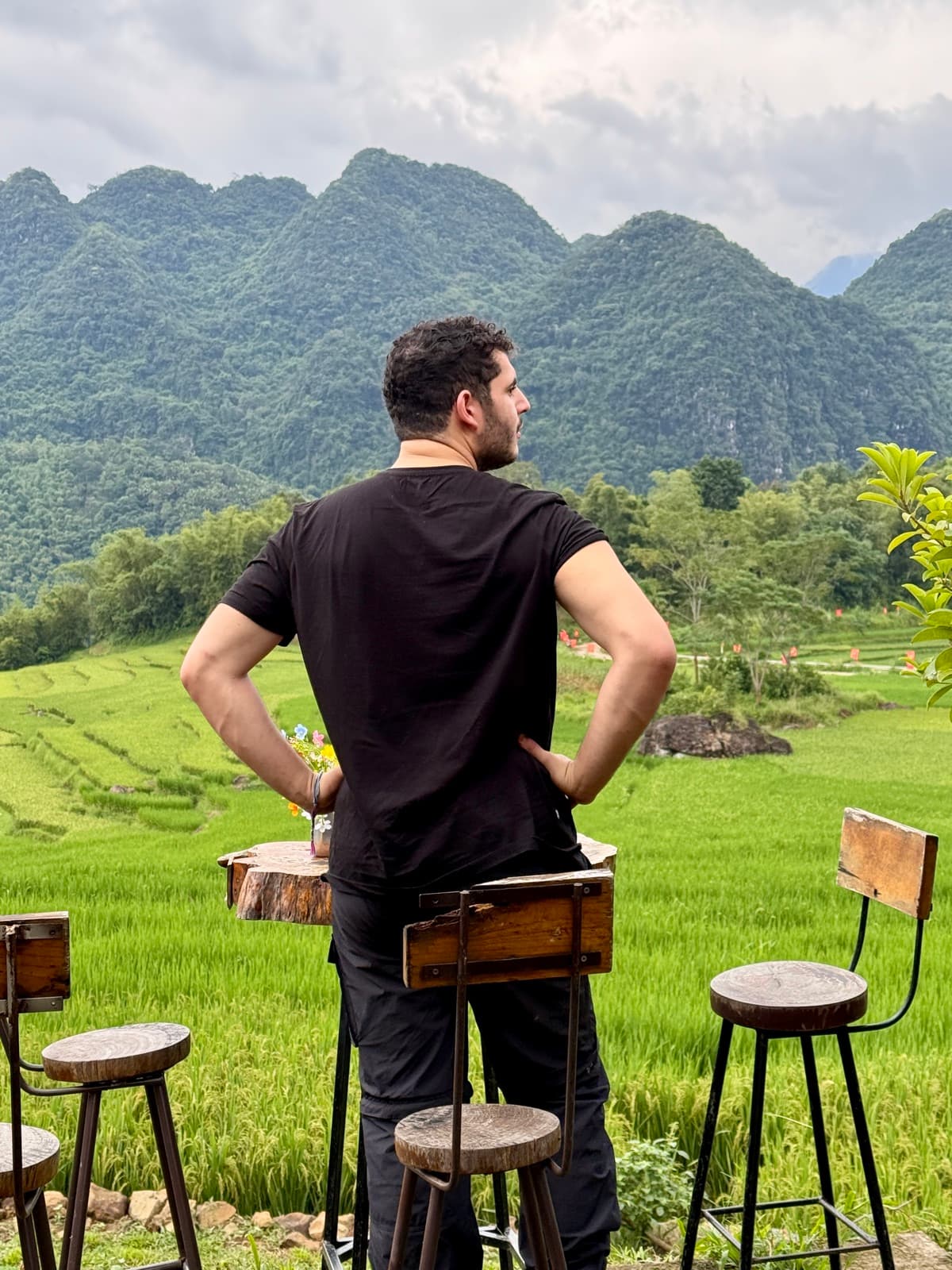 Taking in the emerald rice fields of Pù Luông