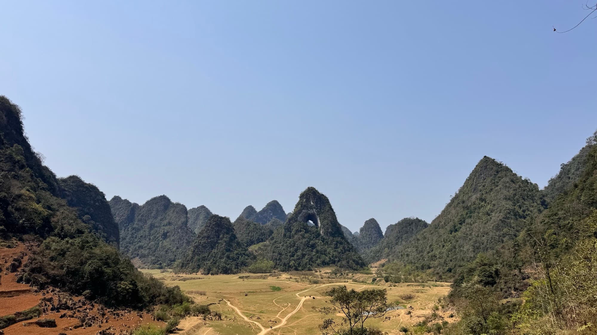 Mắt Thần Núi, the Angel Eye mountain over a karst valley in Cao Bằng